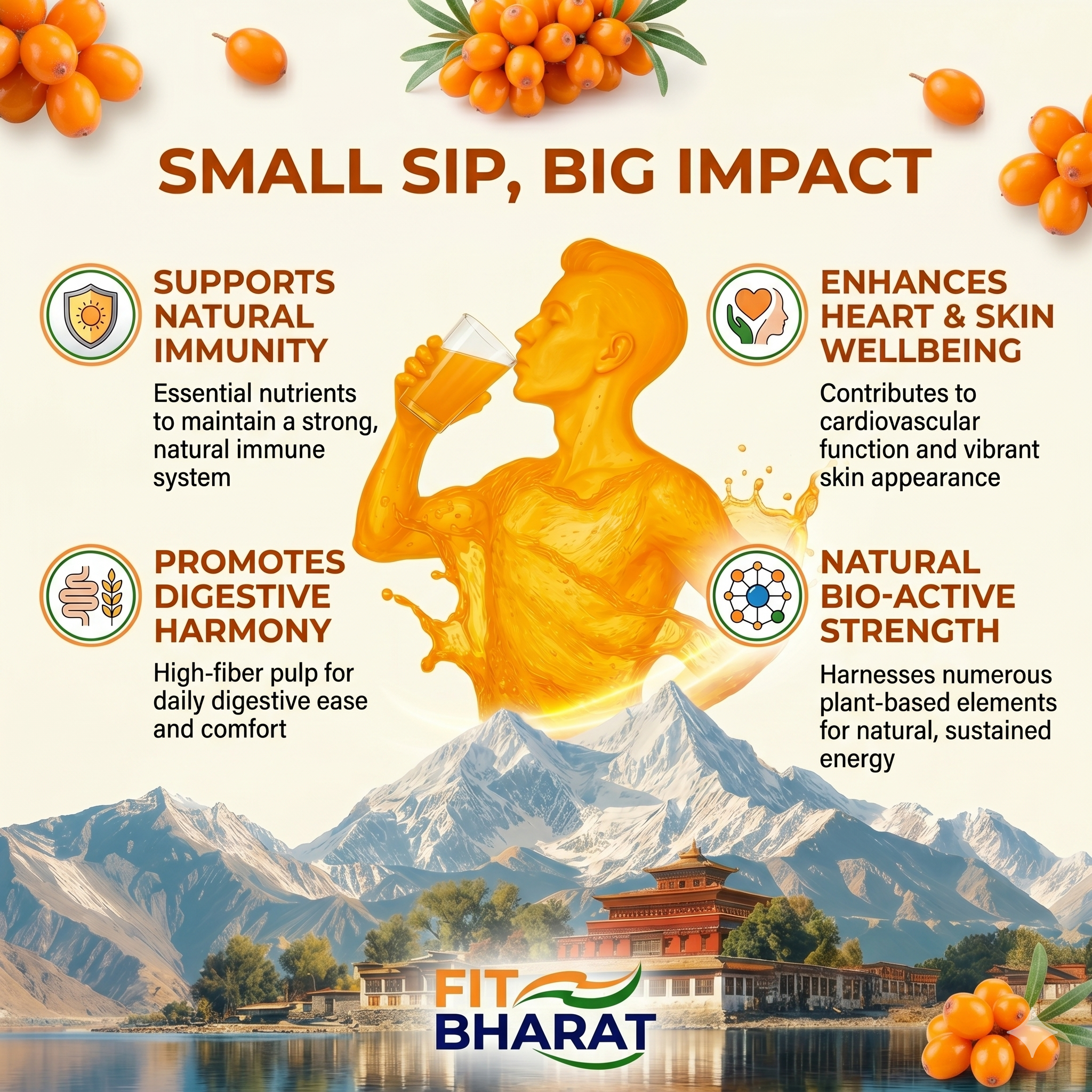 Fit Bharat Sea Buckthorn Juice (Pulp) 500ml